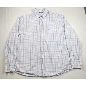 Johnnie-O Men's Button Down Shirt XXL Multicolor Check Long Sleeve Pocket Logo